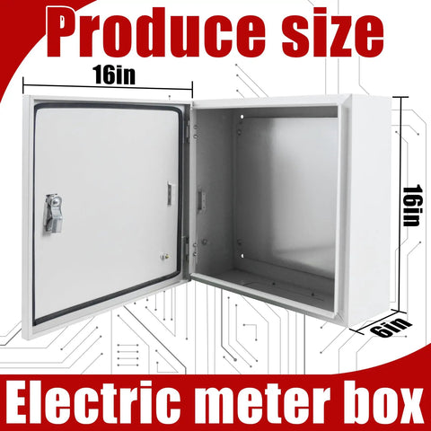 Rock Solid 16X16X6 Inch Electrical Junction Box With Safety Locks Wall Mounted Indoor Outdoor Steel Enclosure open view