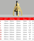Convertible Gear Puller Kit with 2 to 3 Jaw Bearing Separator displayed above specification chart.