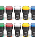 Energy Saving LED Indicator Light Kit 12V 24V 110V 20mA Multi Color 22mm Mounting Hole White Green Red Blue Yellow 10 Pcs