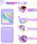 100 Pack Holographic Mylar Resealable Bags 3x3 Inch With Clear Window For Candy Snacks Small Biz Storage Smell Proof Packaging Black Color Great For Giftable Display And Freshness details