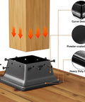 Built Tough 4x4 Post Base Bracket Set 10 Pack For Wood Posts Internal 3.6 By 3.6 Inches Powder Coated Steel with curve design