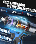 Built Damn Tough Brushless Cordless Impact Wrench 1000Nm Heavy Duty Power Half Inch Drive Kit showcasing brushless motor with torque specs.