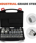 SPARKWHIZ 80pcs JIC 37° flare cap and plug kit in a black carrying case; zinc-plated hydraulic fittings, sizes 4–16