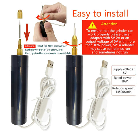 Installation guide for Damaged Small Screw Removal Kit For Phones And iPhones, USB cable and cutting head shown.