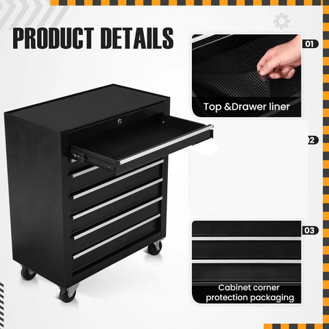 7 Drawer Metal Rolling Tool Chest On Wheels With Locking System Heavy Duty Tool Storage Cabinet in garage setup