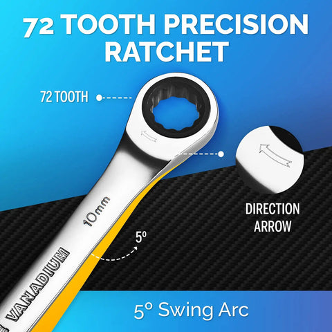 Unbreakable 10mm Ratcheting Wrench With Slim Profile For Tight Spots Chrome Vanadium Steel Construction Easy Access