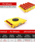 Badass Heavy Duty Moving Skates With 360 Degree Swivel And Non Slip Pads Rock Solid Carbon Steel Equipment Rollers For Factory And Warehouse Workloads Smooth Ride Load Movers Set Of Four shown with PU wheels for heavy load support.