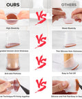 Comparison chart of 24 Pack Upgraded Silicone Chair Leg Protectors For Hardwood Floors vs Other brands showing differences in elasticity, thickness, and fit.