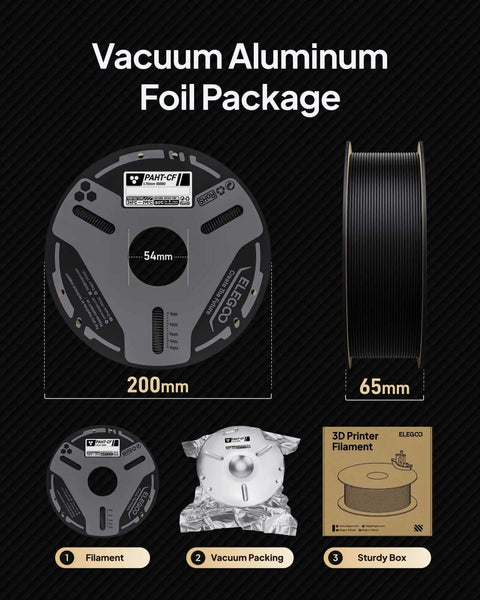 Carbon Fiber PAHT Nylon 3D Printing Filament 1.75mm High Temp 194C 1Kg Spool For Enclosed FDM Printers