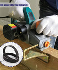 Two Pack HTD201 3M Rubber Planer Drive Belt Featuring 67 Teeth Closed Loop Design Compatible With SKIL 1500 Series Electric Planers in use with planer.