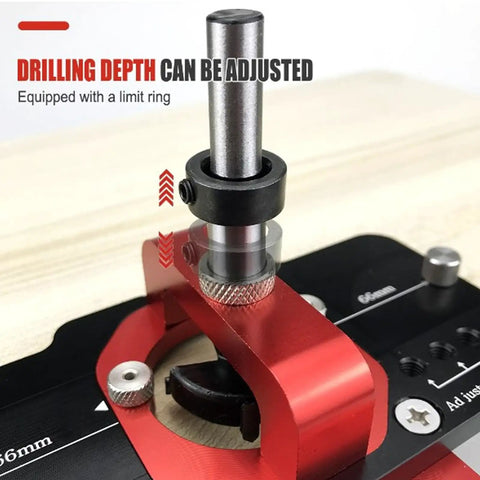 Heavy Duty Door Hinge Jig Kit With Aluminum Alloy Base And Steel Guide Bushing For Router Mortising 35Mm Drill Bit Depth Adjust Screws, close-up