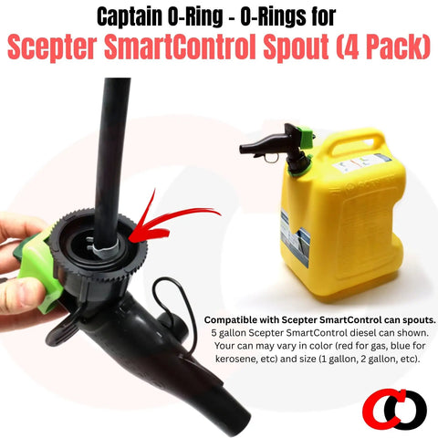 Replacement O Rings For Scepter SmartControl Gas Can Spout 4 Pack Keep Your Gas Can Sealed Tight Leaks Fixed For Gas Diesel Kerosene And Utility Cans Today. black replacement o-rings for SmartControl gas can spout