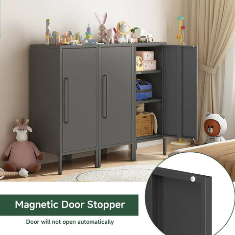 Beefy Heavy Duty 39.5 Inch Metal Storage Cabinet With Magnetic Door Featuring 3 Compartments And 2 Adjustable Shelves for home use