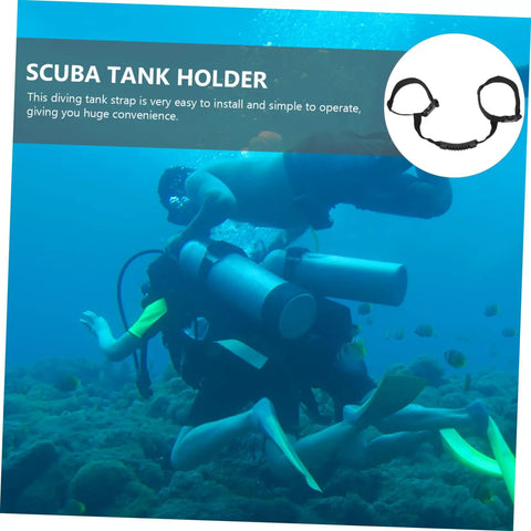 Divers using Grip Ready Scuba Tank Retainer Band And Carry Strap For Diving Cylinders Wear Resistant And Secure Binding underwater