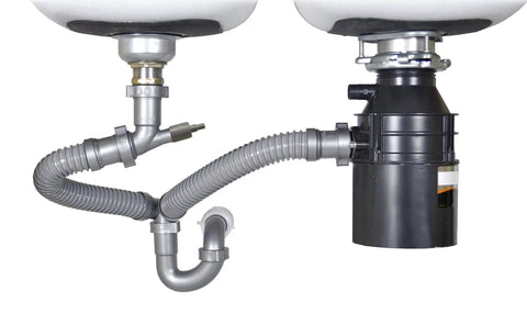 Double Bowl Kitchen Sink Drain Kit 1-1/2 Inch With Flexible P-Trap For Universal Sink Fit Complete Drain System DIY Friendly