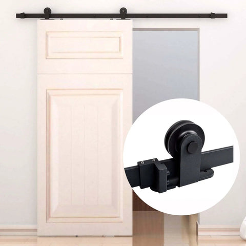 Vintage Kate Sliding Barn Door Hardware Kit For One Door, 8 Foot Track With 2 X 1220mm Rails, Top Mounted Rollers shown on door