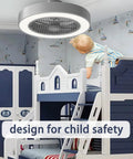Enclosed Ceiling Fan With Lights Remote Control Low Profile Gray 20 Inch 6 Speeds Memory Mode shown in child’s room