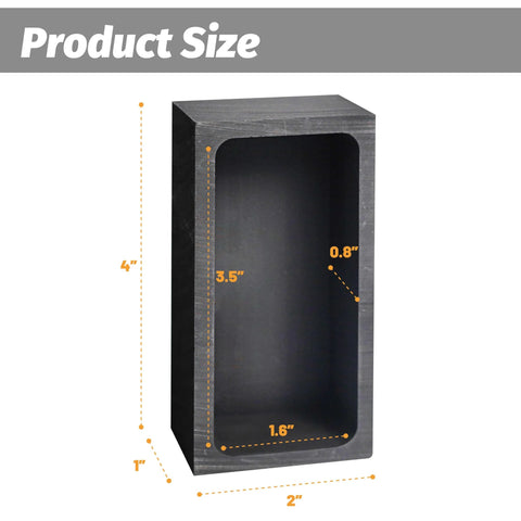 Front view of graphite ingot mold with rounded rectangular cavity; 1kg capacity, part of a 4-piece set.
