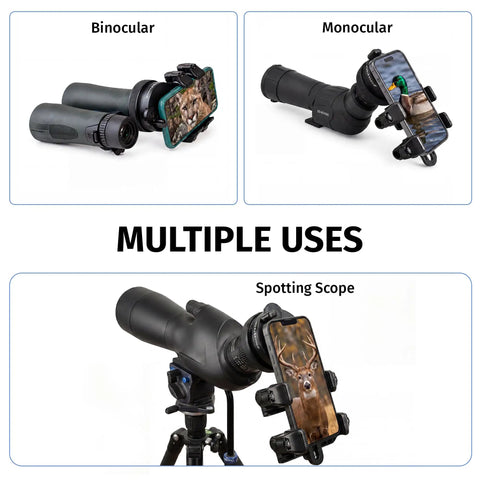 Universal Spotting Scope Phone Adapter With Double Grip Telescope Mount For Digiscope Photography And Binoculars Go-To Setup