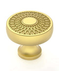 Beefy Heavy Duty Zinc Alloy Brushed Gold Cabinet Knob with decorative pattern