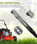 Replacement 2105200317A 21 Inch Mower Blades For Hyper Tough Murray Blackmax walk-behind mower showing oval center hole