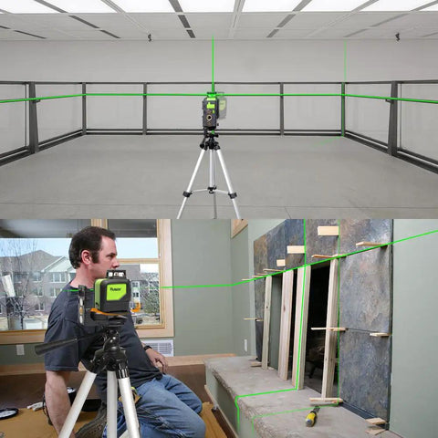 Laser Level L Shape Adapter With Magnetic Pivoting Base For Wall And Ceiling Mount Compatible With One Quarter Inch And Five Eighths Inch Threads Strong Magnet Mounting No Tripod Needed Handy Multi Purpose Tool in use for room and fireplace alignment