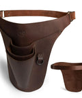 Leather Florist Tool Belt For Men And Women Adjustable Lightweight Garden Tool Belt For Kids To Adults shown laying flat
