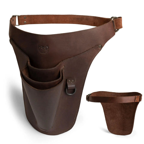 Leather Florist Tool Belt For Men And Women Adjustable Lightweight Garden Tool Belt For Kids To Adults shown laying flat