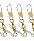 Pro Grade High Strength Barrel Swivel Snap 100 Piece Kit For Lure Connector Tackle Leader Lines Saltwater And Freshwater Angling With Solid Rings In Gold And Black Sizes 2 4 6 8 10 12 14, gold swivel snaps