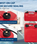 3 Gallon Marine Transfer Tank with Hose for Boats, I Shape Handle, 12 Liter Capacity, close-up on secure twist-on cap