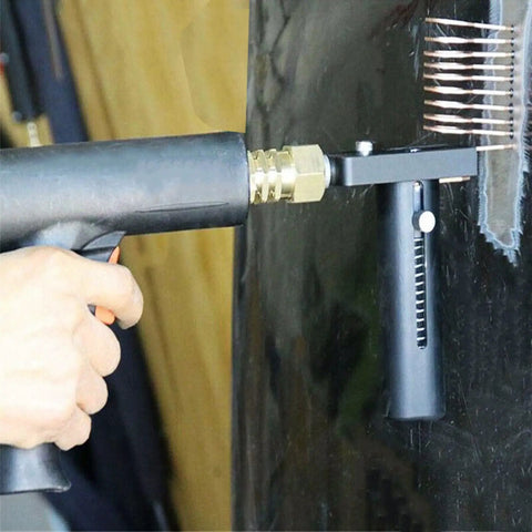 Close-up of black spot weld dent puller tool from All In One Car Body Repair Kit With Spot Weld Dent Puller Rings Reload Washers