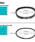 Heavy Duty Golf Cart Drive Belt And Starter Generator Belt dimensions for Clutch Drive and Starter Generator belts.