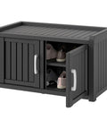 All-Weather Resin Outdoor Shoe Storage Cabinet With Barn Doors And Entryway Bench No Fuss Waterproof And UV Resistant