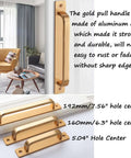 Heavy Duty Antique Rustic Barn Door Handles Pull And Flush Hardware Gold 2 Pack For Gate Garage Shed With 7.56 Inch Hole Center Durable Aluminum Alloy Rust Resistant Easy Install shown in living room and installation view.