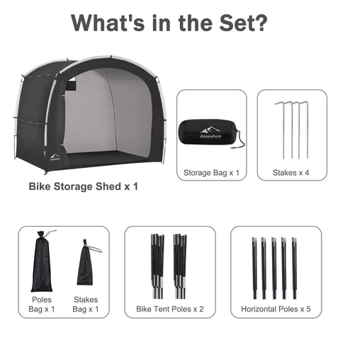 Outdoor Bike Storage Shed Tent with Waterproof Shelter for Bicycles and accessories included in set