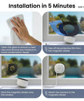 Installation steps for No Drill Window Camera Kit 2K 2 Pack With Dual Band WiFi Two Point Four GHz And Five GHz Dome Cameras for home use.