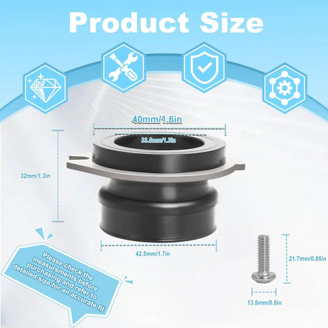 Flexible Anti Vibration Tailpipe Mount Coupling 75499 Replacement Part For Garbage Disposals, Easy Install No Fuss, Durable Flexible Discharge Adapter Replaces 74085, DIY Friendly, High Quality, 40mm x 32mm adapter with screw
