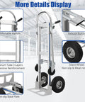 2 In 1 Convertible Hand Truck With 1000 Lbs Capacity, Heavy Duty Platform Cart Dolly For Home And Warehouse Moving, Non Slip Handle And Wheels, Foldable Design, Durable Steel Frame, Easy Switch Between Two Wheel And Four Wheel Modes, folded aluminum frame and wheels