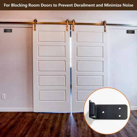 Heavy Duty Stainless Steel Sliding Door Hardware Bottom Stop With Mounting Screws Black Anti Roll Floor Track Guide For Barn Doors Hella Smooth Operation on sliding doors.