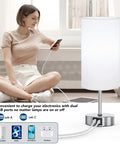 Touch Control Desk Lamp With 3 Way Dimming, 12.8 Inch Bedside Nightstand Light, 2 USB Ports, lamp on table charging phone