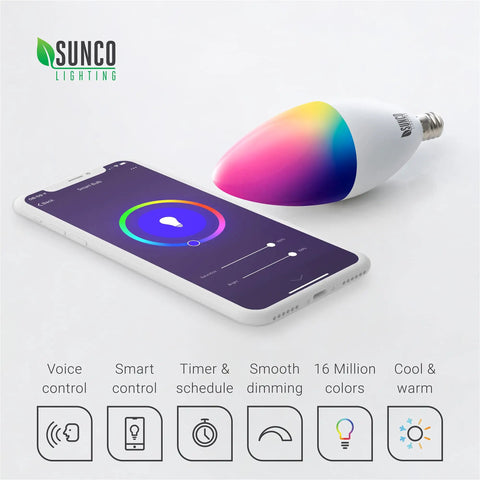 10 Pack WiFi LED Smart Bulb B11 Candelabra 4 5W E12 Base Color Changing RGB And CCT Dimmable With Alexa And Google Assistant No Hub Required Ideal For Voice Control Remote App Management And Mood Lighting In Any Room