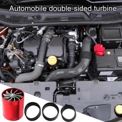 High Flow Air Intake Turbo Booster Kit With Double Sided Turbine For Cars installed in engine bay