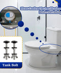Universal Toilet Tank To Bowl Bolt Repair Kit Four Piece Solid M8 Silver Hardware view showing toilet bowl and included tank bolts.