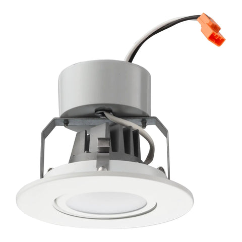 4 Inch LED Gimbal Recessed Downlight 500 Lumen, 90 CRI, 3000K, Matte White, 7.7W Dimmable LED With Incandescent Dimmer, M6 Module
