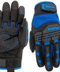 Anti-Vibration Work Gloves For Men With Cut-Resistant Safety Impact, Heavy Duty TPR Back Of Hand Protection, Extra Large, Blue And Black