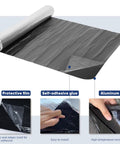 Top Shelf Self Adhesive Roofing Felt Repair Tape Built Badass To Stop Leaks And Seal Surface Cracks Fast For Flat Roofs And Decks showing protective film and self-adhesive glue.