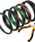 Five Roll Aluminum Bonsai Wiring Kit With Cutter, 1mm 1.5mm 2.0mm Wires, 32 Ft Per Roll, 160 Ft Total, Anodized Black Green Brown Color Set