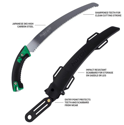 Beefy 13 Inch High Carbon SK5 Saw With Full Tang Blade, Bullnose Tip, Triple Sharp Tri Edge Teeth, Includes Molded Scabbard With Rollers, Ultra Lightweight 0.95 Lb, Built Tough For Camping And Woodworking