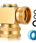 Garden Hose Swivel Elbow Connector 90 Degree Brass Fittings No Kink Protector Easy Install Pro Grade Three Quarter Inch GHT Internal To External Threads Heavy Duty Hose Fitting Kit With Washers Sealing Rings And Tape brass elbow with washers and tape