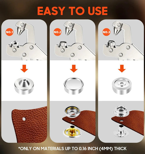 All In One Heavy Duty Snap Fastener Tool Kit With 300 Pcs Boat Cover Snaps In Silver Black Bronze Gold, 15mm Canvas Snaps tutorial image.